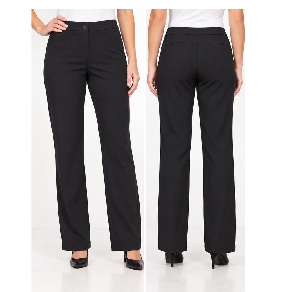Briggs Dress Pants Women Size 14 Black Straight Leg Flat Front